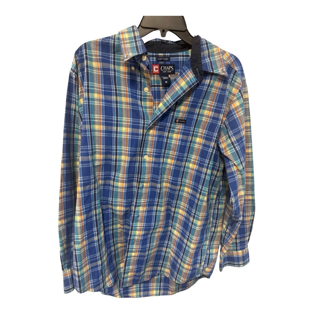 Chaps Blue and Yellow Casual Button Down Shirt